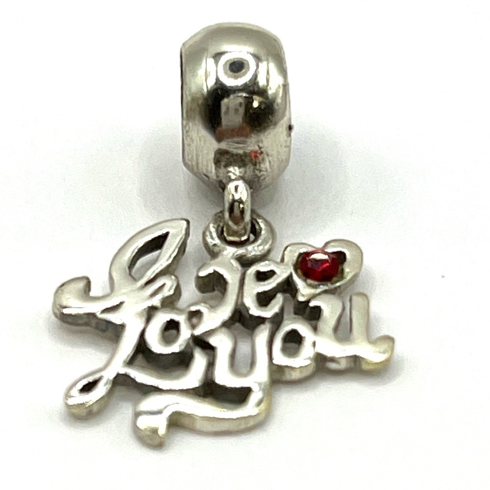 I Love You Charm 925 Ibb Thai Sterling Silver Heart With A Red Crystal Charm 29$